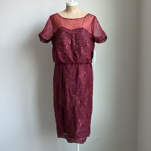 JS Collections EMBROIDERED BLOUSON MIDI DRESS Size 14 - Picture 12 of 12